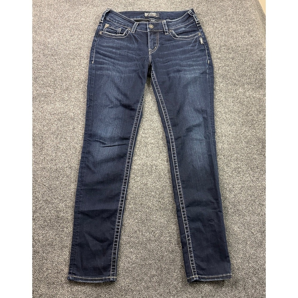 Silver Jeans Co Suki Mid Pencil Skinny Womens W28 L31 Dark Wash Blue Western